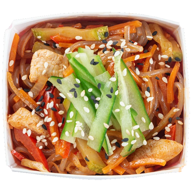 Фунчоза с цыпленком с соусом терияки