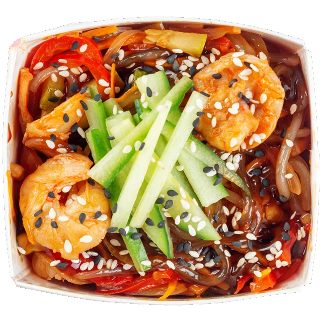 Фунчоза с креветкой с соусом терияки