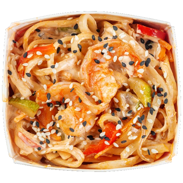 Удон с креветкой в соусе терияки